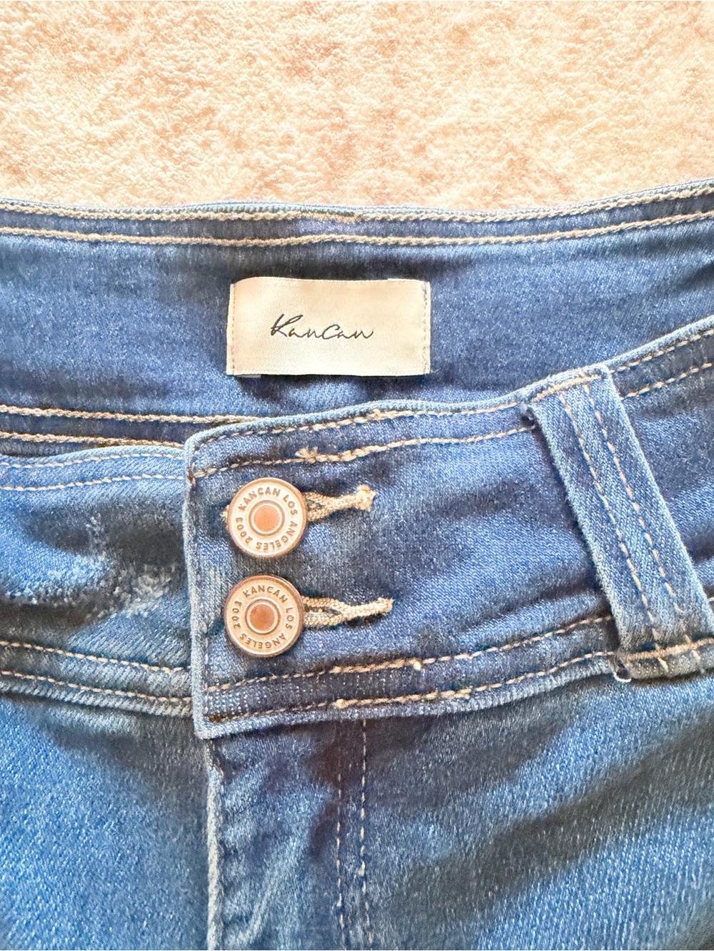 KanCan Medium Blue High-Rise Double-Button Jeans